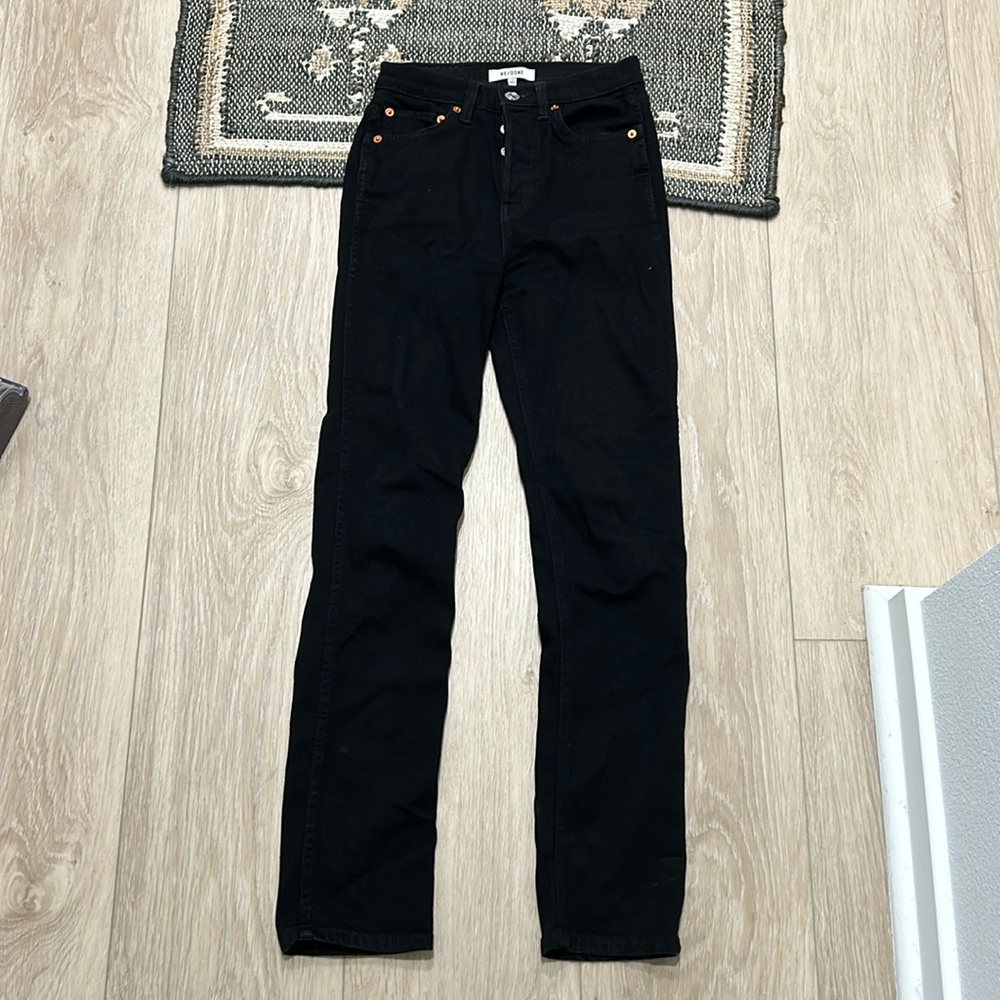 Re/done Black Straight Leg Jeans